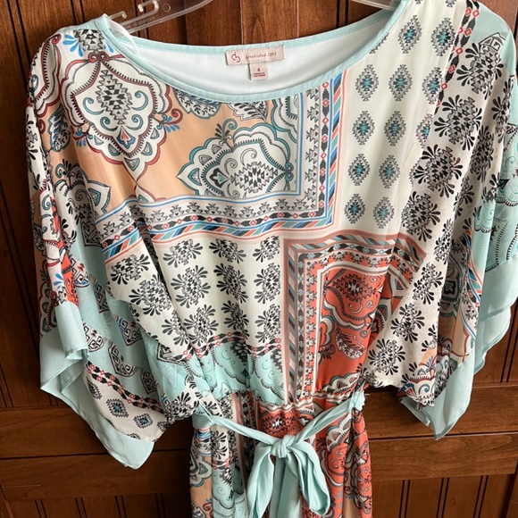 Dress Barn Drape Sleeve Print Dress Size 4 - Picture 3 of 7